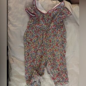 Floral Cotton Romper - Pink, Blue & Yellow